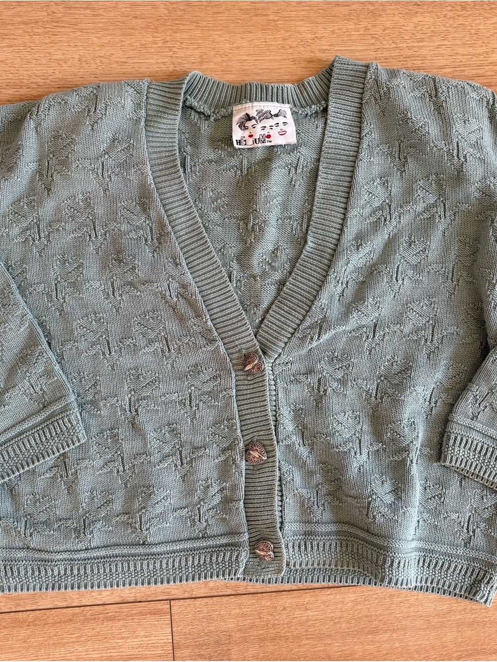 Relaxed V-Neck Sage Knit Button-Front Cardigan